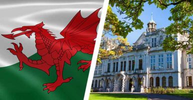 welsh flag and cardiff university