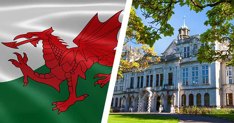 welsh flag and cardiff university