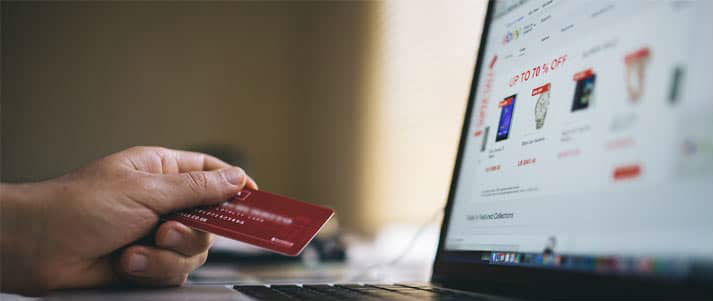 shopping online with card