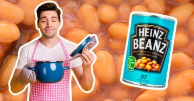chef with baked beans