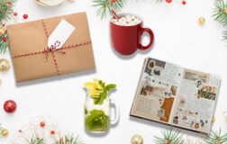 christmas gift, hot chocolate, cocktail and scrapbook