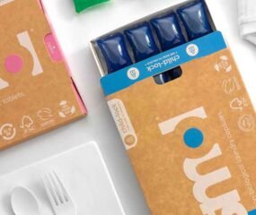 smol dishwasher tablets in packaging on table