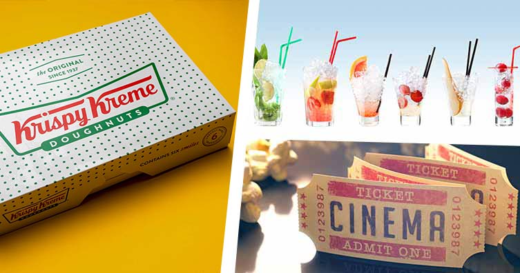 Krispy Kreme doughnuts, drinks and cinema tickets