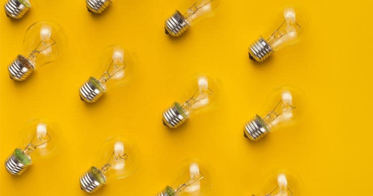 lightbulbs with yellow background