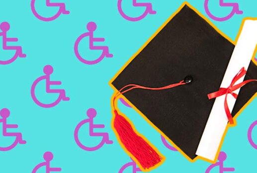 Grad cap and diploma disability background