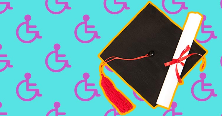 Grad cap and diploma disability background