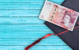 Graduate cap and fifty pound note