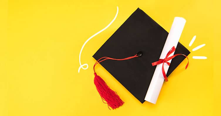 graduation cap and diploma