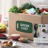 green chef recipe box cardboard box with vegetables in it