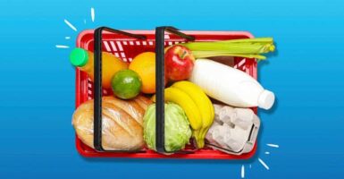 grocery basket with food