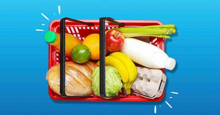 grocery basket with food