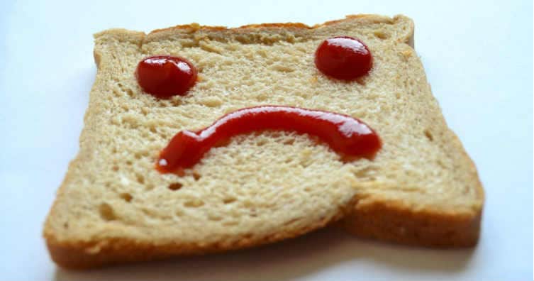 bread slice with sad face