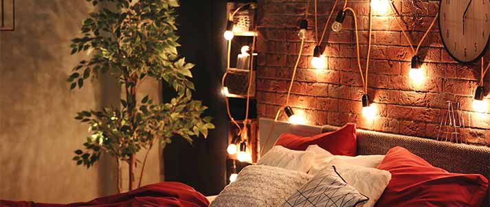lights on brick wall plant room