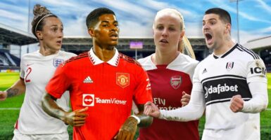 male and female football players
