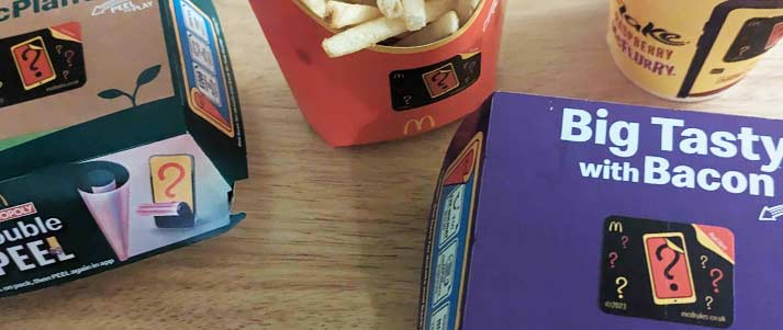 Food with McDonald's Monopoly stickers