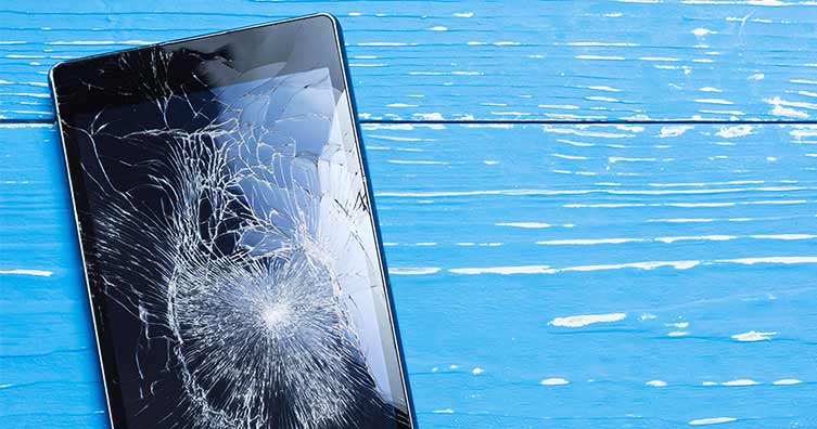 Mobile phone with cracked screen