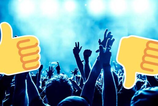 People dancing in club with thumb emojis