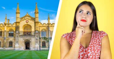 oxford university and woman thinking