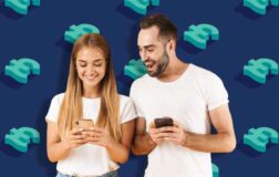 people holding phones with pound signs behind them