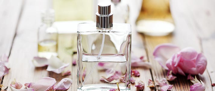 perfume bottles with petals