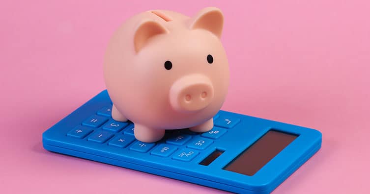 Piggy bank and calculator