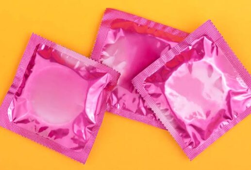 pink condom packets