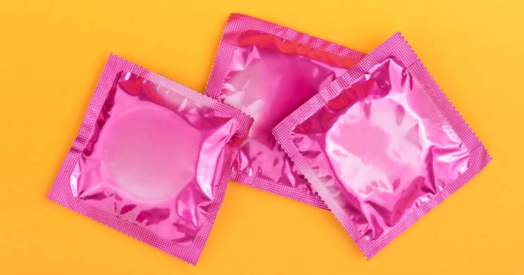 pink condom packets