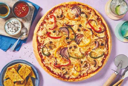 Homemade ham and mushroom pizza