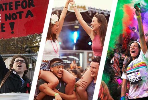 Music festival, colour run and protest