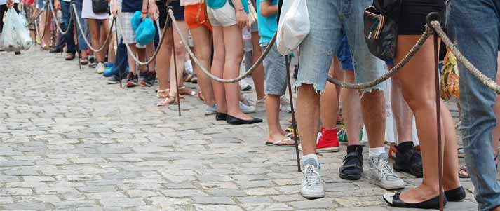 line of people queueing