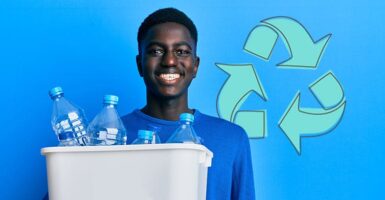 Man with recycling