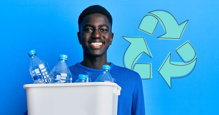 Man with recycling