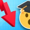 Down-pointing arrow and shocked emoji with graduation cap