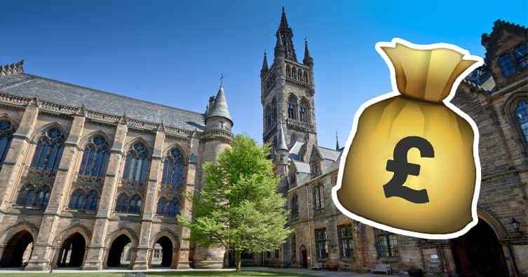 University of Glasgow with money bag emoji