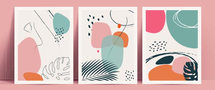 Three abstract art prints
