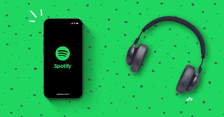 spotify on phone and headphones