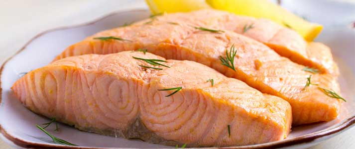 steamed salmon on a plate