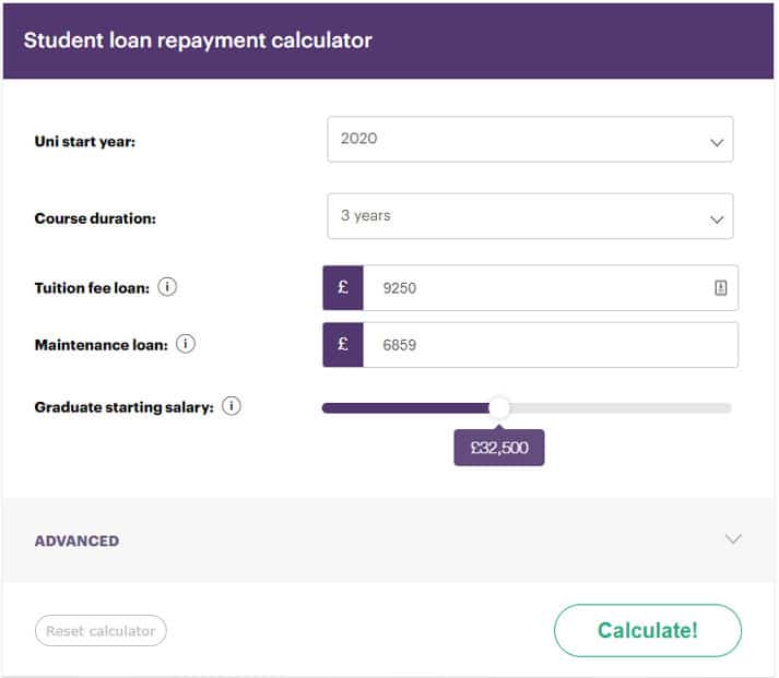 Student loan repayment calculator