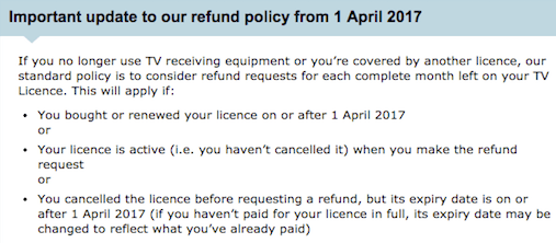 tv licensing refund