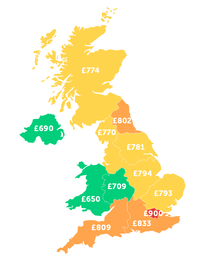 student living costs uk map