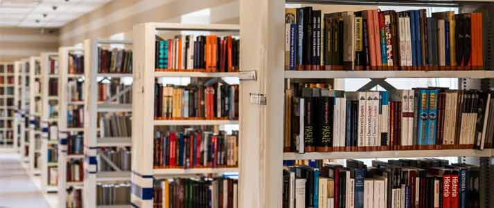 university library bookshelves