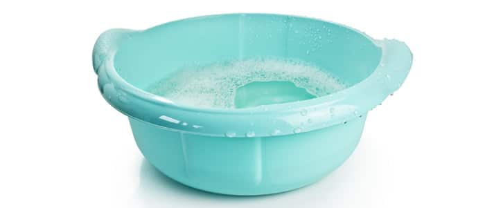 light blue washing up bowl