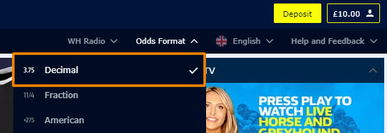 Choose Decimal Odds