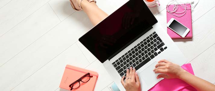 woman using laptop