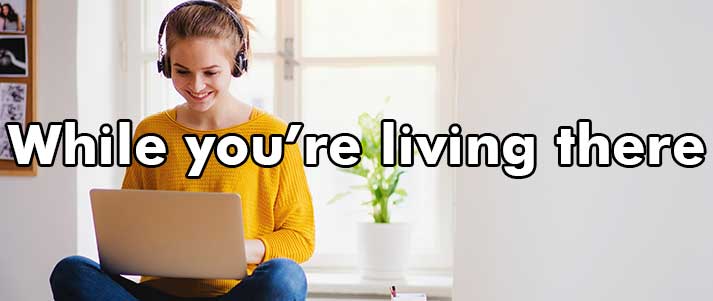 woman on laptop, 'while you're living there'