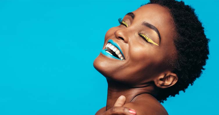 woman with colourful makeup