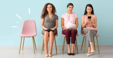 three women waiting for an interview