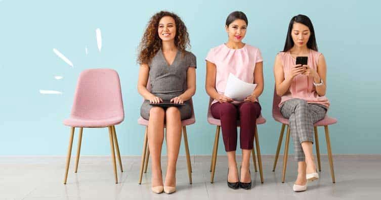 three women waiting for an interview